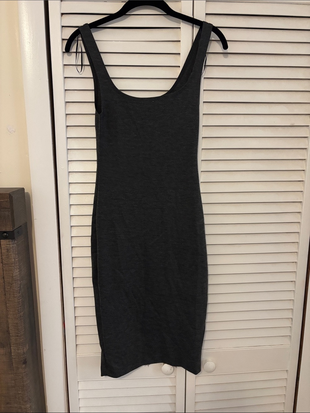 Zara Charcoal Gray Sleeveless Midi Bodycon Dress